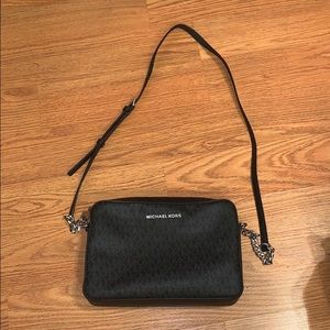 Black Michael Kors Logo Jet Set Large Cross Body